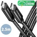 Axagon USB-C į USB-C kabelis BUCM2-CM25AB 2.5m 240W 5A juodas, pintas