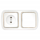 Розетка с выключателем в одном корпусе HARMONY LUX, без заземления, 1т., BYLECTRICA