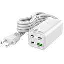 Mediarange įkroviklis MRMA124 100W, 1.5m maitinimo laidas, 3 USB-C, 1 USB-A, greitas įkrovimas, baltas