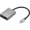 Sandberg USB-C Gigabit adapter 136-60, 2xUSB Type-C, 1xRJ45, hall, must, 35g