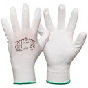 Трикотажные, нейлоновые перчатки с полиуретановым покрытием, размер 9 белый