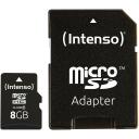 Intenso atminties kortelė micro SDHC 3413460 8 GB, skaitymo greitis 25 MB/s, klasė 10, atspari vandeniui, smūgiams, SD adapteris