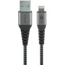 Goobay Sinhronizācijas un uzlādes kabelis 49269, 2m, Lightning uz USB Type A, melns, pin 4, austs