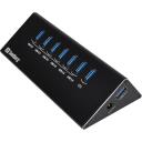Sandberg USB centras 133-82, 6xUSB 3.0 A, 1xUSB A įkrovimui 2,4A, 230V AC, 12V/3A, 7 prievadai