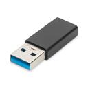 Digitus USB adapteris AK-300524-000-S, 3A, 5Gbps, 24 pin USB-C female, 4 pin USB Type A male, melns