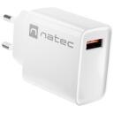 Natec Lādētājs RIBERA NUC-2057, 18W, 100-240V, 50/60Hz, 3A, 1xUSB-A, ātrā uzlāde, OCP, OVP, OTP, SCP