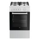 Beko FSG52020FW plīts, gāzes, 4 zonas, 60 L, 20 mbar, melna, balta, pogu un rotējo&scaron;as vadības