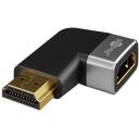 Goobay HDMI leņķa adapteris 270&deg; horizontāls, 8K @ 60 Hz, zelta pārklājums, melns/sudrabs, 72012, 48 Gbps, 4K120Hz atbalsts