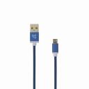 Sbox USB kabelis USB-10315BL, 1,5m, zila, USB A M, microUSB M, metāla spraudņi, pīts kabelis, 480 Mbit/s