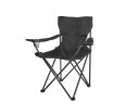 Saliekams tūrisma krēsls, melns, ar kausu turētāju, izturīgs 600D Oxford poliesters, ūdensizturīgs, tērauda rāmis, 120 kg slodze, K00409A, Keltin