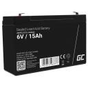 Green Cell AGM40 UPS aku, 6 V, 15 Ah, hooldusvaba, lekke v&auml;ltimine, usaldusv&auml;&auml;rsus, 1 tk