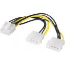 Goobay strāvas adapteris 93241, 0.15m, 2x4 PIN vīrie&scaron;u savienotāji, 8 PIN PCI Express vīrie&scaron;u savienotājs