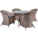 Aiamööblikomplekt SIENA laud ja 4 tooli, alumiiniumraam plastpunutisega, värvus: hall 20568 HOME4YOU