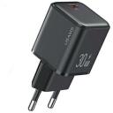 Usams Lādētājs US-CC186, 30W, 100-240V, 1x USB-C, melns, ātrā uzlāde, PD3.0