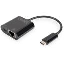 Digitus USB-Type-C Gigabit Ethernet adapteris DN-3027, 1 Gbps, USB-C ports, strāvas piegāde