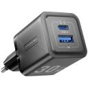 Vention laadija FEQB0-EU 30W PD kiire laadimine, 2 seadet, 100-240V, 1x USB-C, 1x USB-A, must