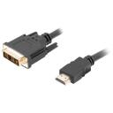 Lanberg HDMI DVI-D kaabel CA-HDDV-10CC-0018-BK, 1.8 m, must, kuldkattega pistikud, vormitud, kruvid