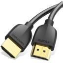 Vention HDMI kabelis 2M AAIBH, 2m, 18Gbit/s, 4.5mm, 3D, zelta kontakts, elastīgs, melns