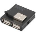 Digitus USB centrmezgls, 4 porti, DA-70217, 4 x USB 2.0, 480 Mb/s, melns