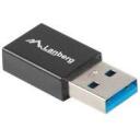 Lanberg USB adapteris AD-UC-UA-01, USB-C(F) uz USB-A(M), 5Gb/s, uzlāde un sinhronizācija, OTG funkcija