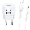 Usams Laadija T20 USA000461, 2xUSB 5V 2.1A, toitekaabel 1m, kompaktne disain, ABS