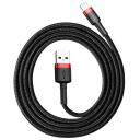 Baseus Laidas CALKLF-B19, 100cm, 2.4A, Lightning, USB 2.0, juodas, raudonas