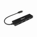 Sbox USB centrmezgls H-404C, 4xUSB A 3.0, 1xUSB C, 5 Gbps, melna krāsa, ABS plastmasa