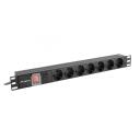 Lanberg &uuml;lepinge kaitse Rack PDU 19" 1U PDU-07F-0200-BK, 220 V, 16 A, 7X Schuko, 2 m, must, &uuml;lekoormuse kaitse