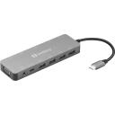 Sandberg USB-C 13-in-1 reisidokk 136-45, 1xUSB-C toite, 1xUSB-C andmed, 2xHDMI, 1xVGA, 3xUSB 3.0 A, 1xUSB 2.0, 1xRJ45