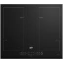 Beko HII64206F2MT Melna iebūvēta 58 cm indukcijas plīts, 4 zonas, 2000 W, 2300 W, taimeris, bērnu aizsardzība