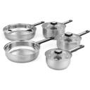 Salter Pannu komplekts BW14629, 24cm, 28cm, 16cm, 18cm, 20cm, nerūsējo&scaron;ais tērauds, vēsa pieskāriena rokturi, stikla vāki