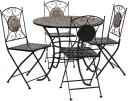 Dārza mēbeļu komplekts MOSAIC galds un 4 krēsli, mozaīkas flīzes, K38668, HOME4YOU