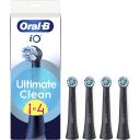 Oral-B Rezerves zobu birstes uzgaļi iO UltimateClean Black 4, 4 gab., melns, slīpi 16&deg; sari, krāsu maiņas indikators