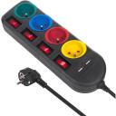 Maclean pagarinātājs MCE229B, 1.5m, 250V, 10A, 4 muciņas, 2xUSB, melns, slēdzis