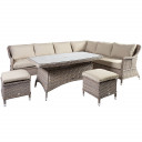 Aiam&ouml;&ouml;bli komplekt EDEN laud, nurgadiivan ja 2 tumbat, alumiiniumraam plastikpunutisega, v&auml;rvus: beež  19122 HOME4YOU