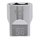 &frac12;&Prime;HROMĒTI UZGRIEŽŅU SKRŪVĒ&Scaron;ANAS UZGAĻI AR ČETRIEM PLAKANIEM&trade; SĀNIEM, 1/2 DRIVE SOCKET METRIC STANDARD - 24 MM, 4932480022 MILWAUKEE