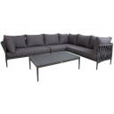 Sodo baldų komplektas BREMEN stalo ir kampinė sofa, pilka 15412 HOME4YOU