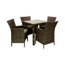Dārza mēbeļu komplekts WICKER galds un 4 krēsli brūnā krāsā K13348 HOME4YOU