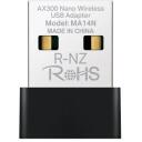 Mercusys MA14N tīkla karte, MA14N, 287Mb/s, 2.4GHz, USB Type-A, IEEE 802.11ax, 1 gab.
