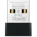 Mercusys traadita v&otilde;rguadapter MA20N, 650 Mbit/s, USB Type-A, Dual-band (2.4 GHz / 5 GHz), WPA2-PSK/WPA3-PSK, must/metallik