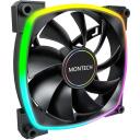 Montech Datora korpuss ventilators AX140PWM BLACK, 140mm, 4-pin, 12V, 27.9dB, 90.5cfm, 540-1760RPM, RGB apgaismojums