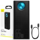 Baseus Amblight akumulators PPLG000101, 30000mAh, 4xUSB, USB-C, 65W, melns, LED displejs, 5 porti