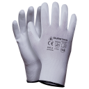 Трикотажные, нейлоновые перчатки с полиуретановым покрытием, размер 8 белый