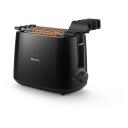 Philips Toaster HD2583/90, 600 W, 220-240 V, 2 slotai, 8 rudos lygiai, Juoda, Plastikas, Automatinis i&scaron;jungimas
