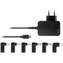 Tracer Prime 65W universālais 7-in-1 portatīvo datoru adapteris TRAAKN47202, 65W, 1,78m, 7 adapteri, USB-C, ātrā uzlāde