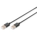 Digitus &Uuml;henduskabel USB 2.0 AK-300100-010-S, 1m, must, USB A isane, USB A isane