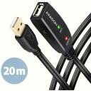 Axagon USB kord ADR-220, 20m, must, USB 2.0 A-M kuni A-F, 1x USB 2.0, 1x USB 3.0