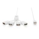 Digitus USB centrmezgls, DA-70216, 4x USB A/F, 1x USB A, 1m, 480 Mbit/s, DC ligzda