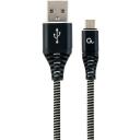 Gembird кабель USB2 на Micro-USB 1м, 1 USB 2.0, 1 Micro-USB, черный/белый, хлопковая оплетка, металлические разъемы
