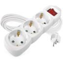Emos Ilgintuvas P1323R, 3m, 3 lizdai, jungiklis, baltas, PVC, 1,5mm2, 3680W, vaikų apsauga